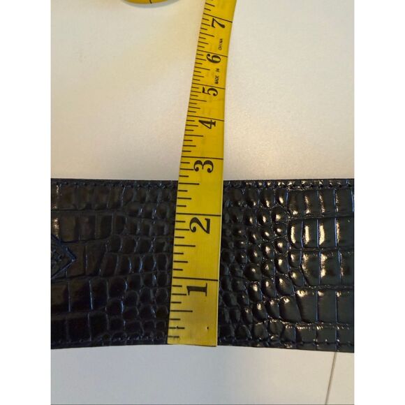Vintage Chacon Ranger Belt Black Crocodile Sterling Silver 4 Piece Buckle Sz 30 main image 10